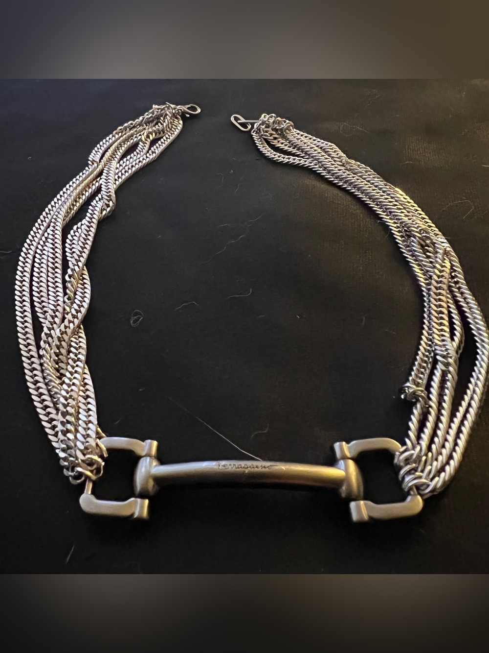 Salvatore Ferragamo Custom Necklace | Gunmetal Horsebit Hardware 15-16ā - Picture 6 of 10